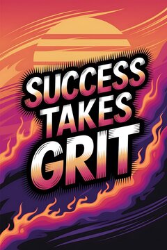 Success Takes Grit Typography and Colorful Background Motivational Quote T-shirt Design Illustration