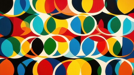 Fototapete - Exploring geometric patterns with vibrant colors and interlocking circles against a modern backdrop