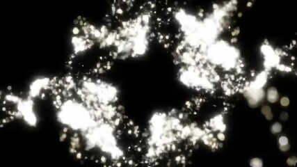 Poster - Glowing light particles forming circular pattern on black background. Abstract visual effect for smart speaker voice activation animation. Digital assistant response visualization.