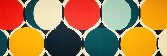 Aufkleber - Vibrant geometric pattern featuring interlocking circles in bold primary colors for modern design enthusiasts
