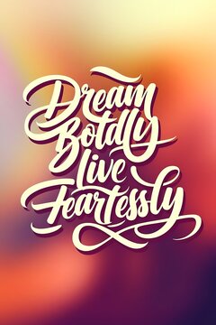 Dream Boldly, Live Fearlessly Typography and Colorful Background Motivational Quote T-shirt Design Illustration