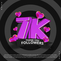 Aufkleber - Thank you, 7k follower template design. Social media 7k follower celebrate poster vector design with colourful 3d lettering