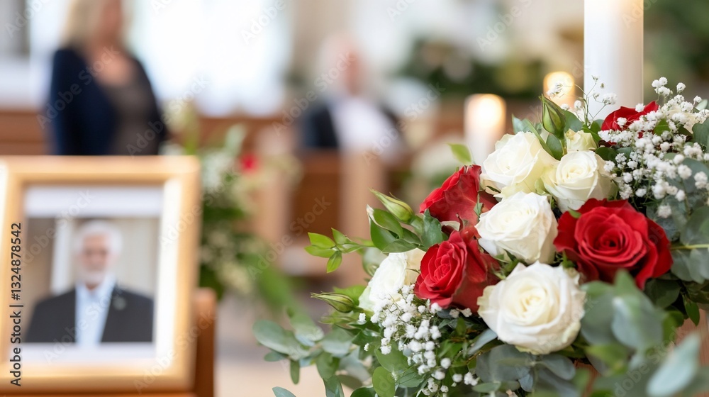 Red Roses Memorial Funeral Red White Roses Memorial Service Image Stock Photo | Adobe Stock