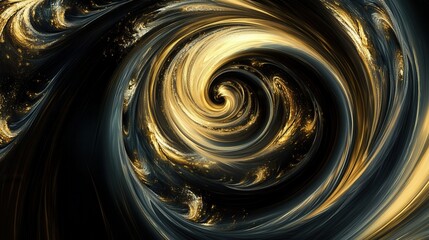 Fototapete - Elegant abstract swirl with luxurious gold accents on a dark background for modern design