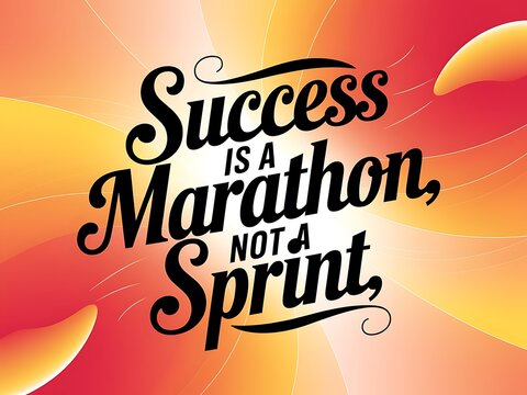 Success is a Marathon, Not a Sprint Typography and Colorful Background Motivational Quote T-shirt Design Illustration
