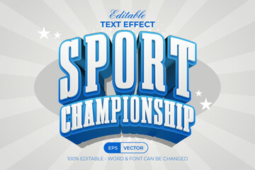 Poster - sport text effect 3d curved style. editable text effect blue color theme.