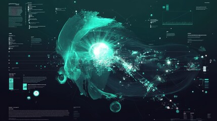Poster - Advanced electric power grid network displaying energy flow and consumption analytics.