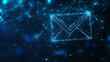 © Ruhi - Email symbol. Low poly wireframe vector illustration. Concept of postal internet service. Technology digital image with polygon mesh.Isolated blue points connect lines on dark  blue background.