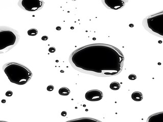 Poster - abstract minimalist pattern of black liquid droplets on a white background