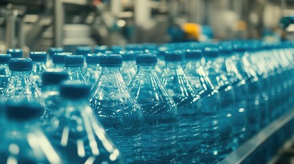 Poster - Automated bottling plant with synchronized robotic arms handling glass containers.