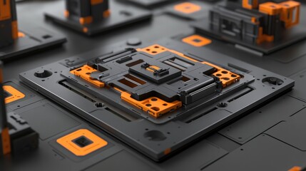 Poster - Automated metal stamping line producing intricate parts for industrial applications.