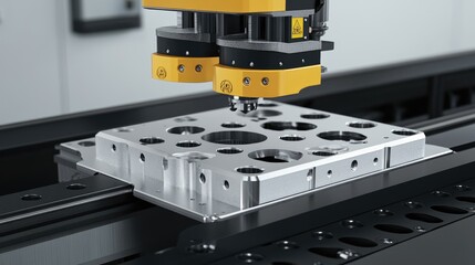 Poster - Automated metal stamping line producing intricate parts for industrial applications.