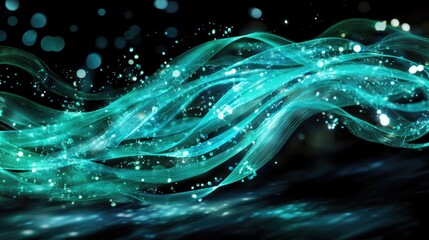 Poster - A futuristic depiction of smart fabrics with glowing fibers, illustrating the evolution of textile technology.
