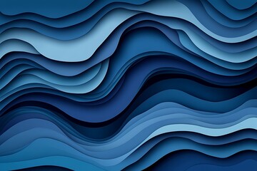 Poster - stylish layered waves in shades of blue creating a dynamic background
