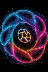 Poster - Abstract Swirling Nebula Pink, Blue, and Gold Cosmic Art