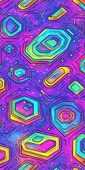 Poster - Vibrant cosmic circuit pattern radiating otherworldly technology allure