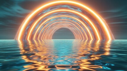 Poster - A massive glowing archway of shifting light patterns