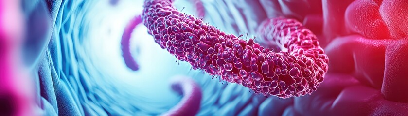 Poster - surreal abstract representation of biology concept with colorful microscopic elements