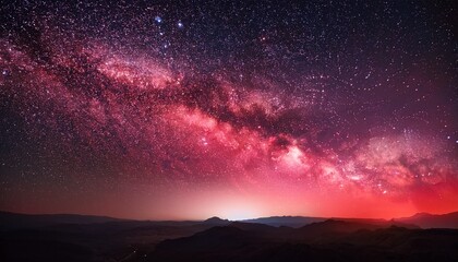 red galaxy night sky background with stars