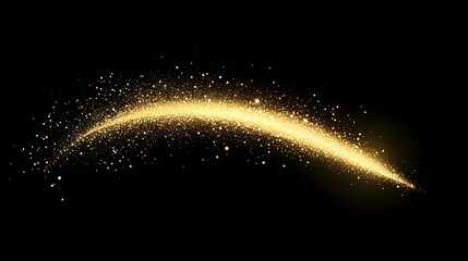 Wall Mural - a trail of golden sparkles and particles against a black background. creates a sense of movement, ma