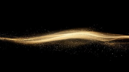 Wall Mural - a trail of golden sparkles and particles against a black background. creates a sense of movement, ma