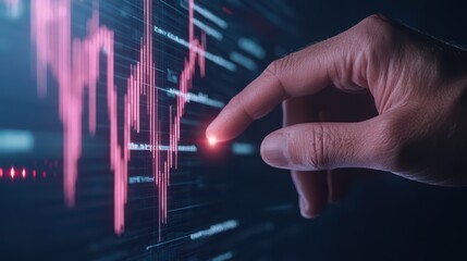 Poster - Hand Touching Digital Finance Chart Representing Future Business Economy Concept