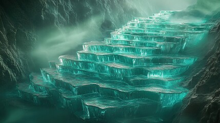 Poster - A radiant futuristic glacier carved into layers of refractive glass-like formations