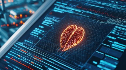 Poster - High-Tech Medical Digital Interface Concept with Heart Visualization for Healthcare Technology