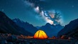 © Sonet - Tent in mountains under the starry sky. AI image