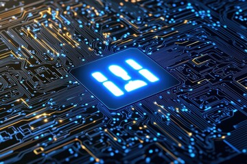 Poster - Glowing Digital Circuit Board Concept Representing Future Technology and Smart Innovations