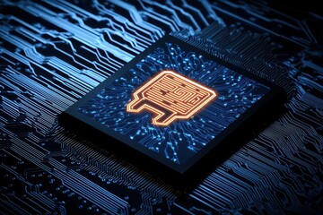 Poster - Glowing Circuit Board Featuring Digital Brain Theme Representing Future Technology Concept
