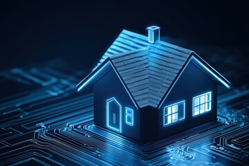 Poster - futuristic smart home investment concept with digital interface and technology elements