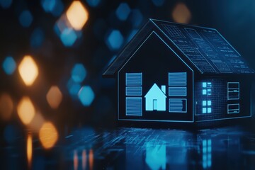 Poster - Futuristic Smart Home Concept with Advanced Technology and Digital Interface Display