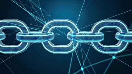 Poster - Futuristic Digital Representation of Blockchain Network Interconnected Chains and Data Nodes for Secure, Decentralized Technology and Connection