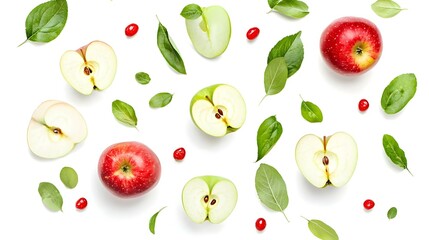  Mix apple fruit Greenred isolated on white