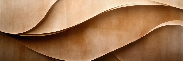 Fototapete - Warm wooden texture with flowing lines in beige and brown tones, showcasing organic and modern design