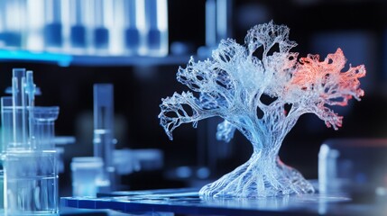 Poster - A detailed bioengineering representation of a tree created with advanced computer technology.