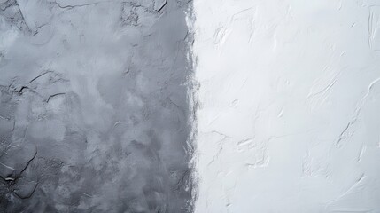 Poster - Gray and white concrete wall dividing surface with textured finish, providing sharp visual contrast and spacious background for design compositions