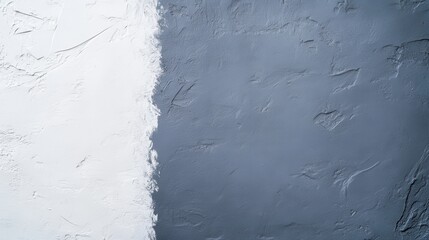 Poster - White paint covering gray concrete wall, revealing textured surface with bold brushstrokes and striking color transition