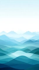 Poster - abstract layered mountain landscape with misty, ethereal gradients and overlapping shapes