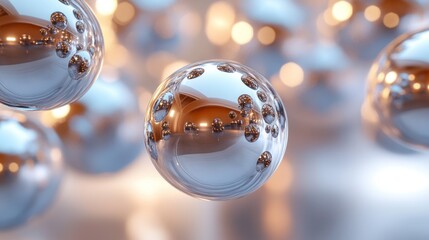 Poster - A floating pattern of metallic spheres arranged in symmetry