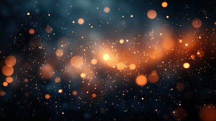 Wall Mural - Glowing orbs float in dark sky, creating an ethereal background with light