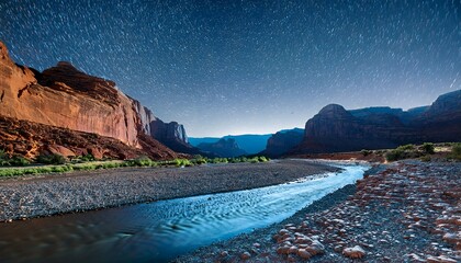 Wall Mural - starry night canyon riverbed