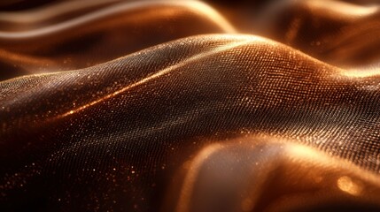 Wall Mural - golden surface waves with glitter particles in a wavy, flowing pattern