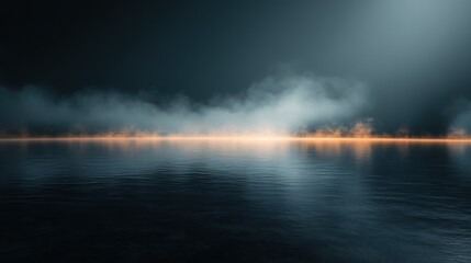 Poster - A matte black background with soft light reflections