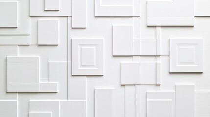 Poster - White abstract geometric seamless surface pattern background forming squares and rectangles is creating a decorative embossed wall paneling with repetitive structure