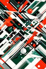 Poster - Dynamic abstract with geometric shapes in bright and contrasting colors