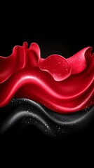 Poster - elegant interplay of crimson and onyx, a captivating fabric digital art