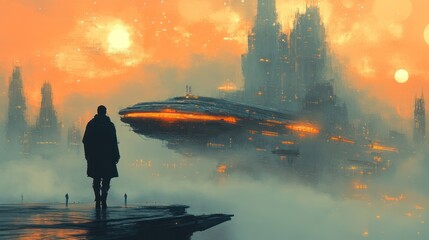 Fototapete - A neon-inspired cosmic dust effect, futuristic art