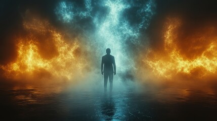 Fototapete - A neon-inspired cosmic dust effect, futuristic art